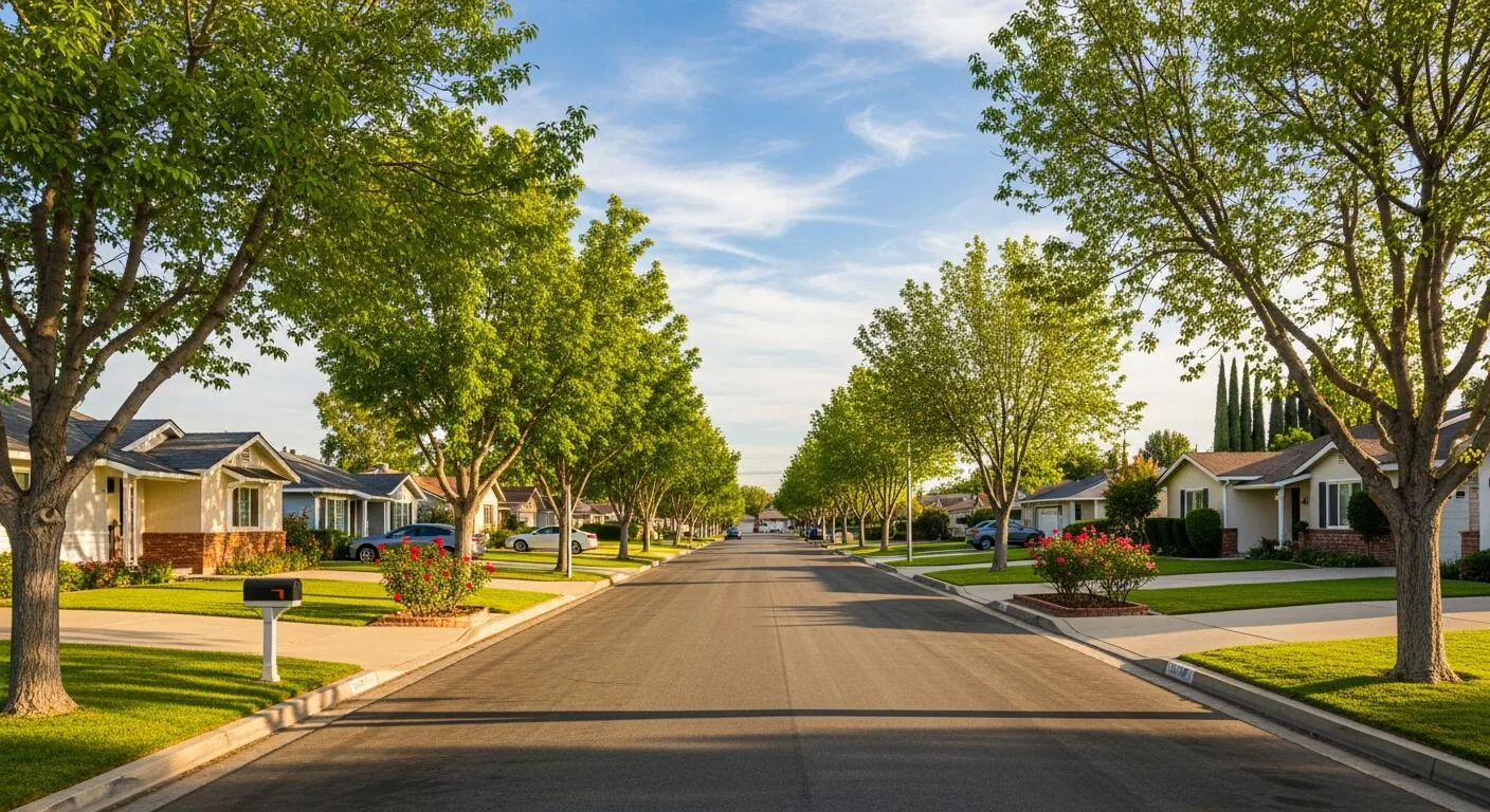 Tree-lined Downey street
